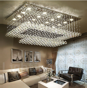 Nuevo estilo, luz de techo Led rectangular, sala de estar, lámpara de techo de bola de cristal K9 Rectangular moderna - Product Image 5