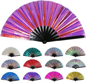 Abanicos Plegables de PVC de Color Sólido Personalizados, Decoración para el Hogar, Bodas, Fiestas, Baile de Verano, Artesanía de Plástico Hecha a Mano, Duraderos, 33 cm - Product Image 3