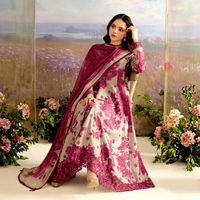 Salwar Kameez Dupatta en tissu lawn imprimé numériquement Iznik, non cousu, pour femme, motif floral traditionnel, coupe ample, longueur au sol