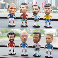 Cadeau idéal pour les fans de football, décoration de voiture DIY, figurine 3D en résine Messi Beckham Ronaldo, poupée bobblehead de superstar du football