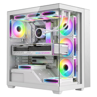 Boîtier d'ordinateur de jeu ATX Mid Tower blanc, en verre trempé, compatible avec les ventilateurs RGB, châssis pour PC