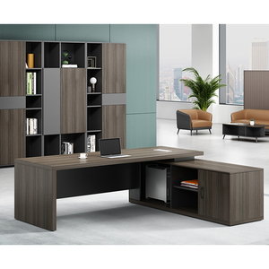 Sang Trọng Quản Lý L Hình Điều Hành Văn Phòng Bàn Đồ Nội Thất Bộ Bằng Gỗ CEO Hiện Đại Máy Tính Bảng Với Kệ - Product Image 2