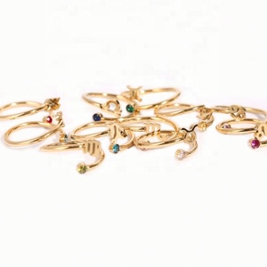 Anillo Abierto de Piedra de Nacimiento para Mujer, de Moda, Chapado en Oro Rosa, de Acero Inoxidable con Zirconia Creada en Laboratorio, Venta al por Mayor, Joyería Personalizada - Product Image 1