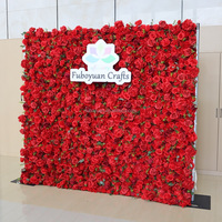 Panneau de fond de mur de fleurs en tissu 3D personnalisé, décoration de mariage à domicile, rouge bordeaux, mur de fleurs artificielles en soie rose avec fermeture éclair