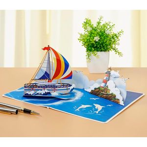 Cruise Ship Pop-Up 3D Birthday Card for Men Fathers Day & Grandpa-Digital Printing with <b>Gloss</b> Lamination - Product Image 2