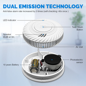 Penguji Detektor Asap Mandiri Bertenaga Baterai <span class=keywords><strong>Alarm</strong></span> Asap Fotoelektrik Portabel Baterai 10 Tahun - Product Image 5