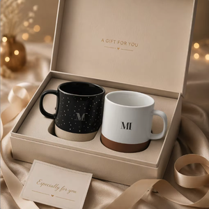 Minimalist Ceramic Coffee <strong>Mugs</strong> Two Tone Glazed <strong>Star</strong> Dot Design Drinkware Custom Logo Printing Promotional Gift Cups - Product Image 3