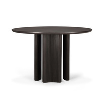 Table à manger ronde en cuir réglable de style américain, moderne et luxueuse, avec taille et couleur personnalisables pour la maison, l'hôtellerie et l'ameublement.
