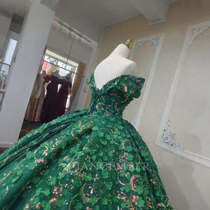 Jancember ANY51 hermoso verde fuera del hombro imperio vestido de noche Vestidos Elegantes Para Mujer - Product Image 4