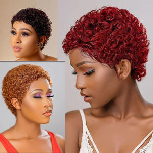 2024 <span class=keywords><strong>Amazon</strong></span> vente chaude usine en gros nouveau vente chaude Pixiewigs court elfe <span class=keywords><strong>perruque</strong></span> vrai cheveux humains laine rouleau mécanisme tête couverture - Product Image 6