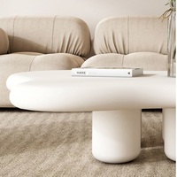 Tables Basses Rondes Modernes en Verre et Bois de Luxe, Style Nuage Crème, Décoration Noire Nordique, pour Salon
