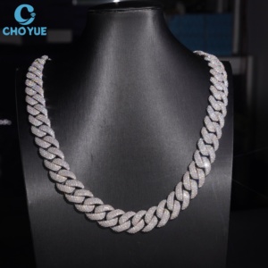 Premium Wholesale S925 Solid Silver 16MM Width Cuban Link <b>Chain</b> Micro Pave Moissanite <b>Iced</b> <b>Out</b> Men Women Hip Hop Jewelry - Product Image 5