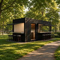 Bar en conteneur de 20 pieds, café en conteneur, cuisine extérieure en conteneur, kiosque avec fenêtre de service, comptoir de bar, auvent