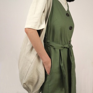 Customize 55%Linen 45%cotton Casual Simple Olive <strong>Green</strong> Sling Cardigan <strong>Long</strong> Dress/ <strong>Skirts</strong> with Buttons - Product Image 6