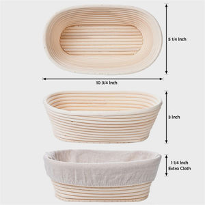 Banneton Beweiskorb ingresos Oval prueba de Korb Mit Stoff <span class=keywords><strong>Brot</strong></span> Backsets Kits de Brotbanneton <span class=keywords><strong>2</strong></span> Set 25 Cm cesta de Brotbosse - Product Image 5
