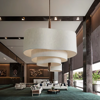 Modern LED kolye lamba E26 bej Rattan siyah beyaz saçak siyah plastik tavan fincan ayarlanabilir yükseklik otel kullanımı 5-Year