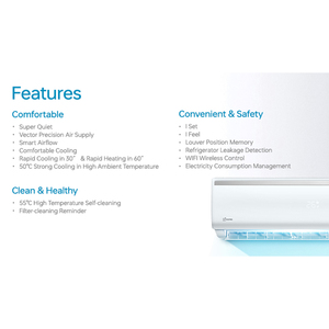 Kép mini chia điều hòa không khí điều hòa không khí Inverter T1 Triple Inverter Trung Quốc sản xuất Đen 1 tấn 1 mã lực 1HP - Product Image 2