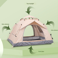 Tente de camping pliable portable d'extérieur en gros, ensemble complet de camping, structure en arc quatre saisons, prête à l'emploi, en tissu Oxford