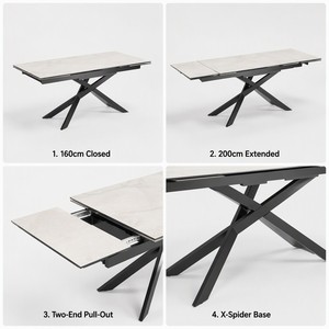 Mesa <span class=keywords><strong>de</strong></span> Comedor Extensible <span class=keywords><strong>de</strong></span> Mármol Moderna y Elegante con Patas Cruzadas, para Uso en Hogares, Hoteles y Salas <span class=keywords><strong>de</strong></span> Conferencias - Product Image 5