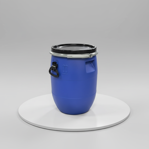 Fût en plastique <span class=keywords><strong>bleu</strong></span> HDPE de <span class=keywords><strong>60</strong></span> <span class=keywords><strong>litres</strong></span> à ouverture supérieure avec cerclage en fer, qualité alimentaire, recyclable pour le lait - Product Image 5