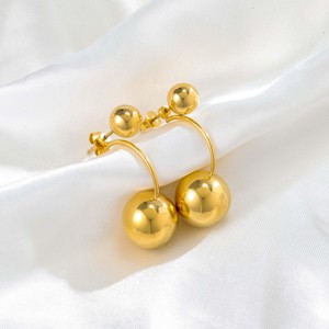 ต่างหูแบบห้อยชุบทองสแตนเลสสตีลแบบไม่ก่อให้เกิดอาการแพ้ 1 คู่ - ดีไซน์โค้งมนทันสมัยสำหรับงานแต่งงานและสวมใส่ลำลอง - Product Image 3