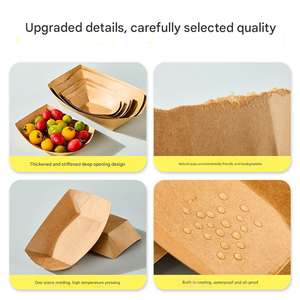 Pot de nourriture jetable en papier kraft biodégradable et écologique, avec revêtement PE imperméable, pour riz frit, pommes de terre, rojak, usage extérieur - Product Image 4