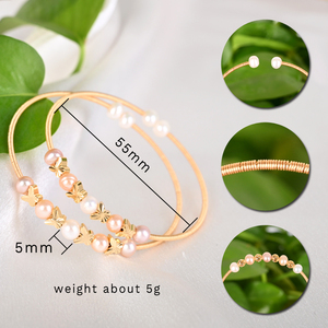 กำไลข้อมือแฟชั่นลดราคาสุดฮอต ประดับมุกธรรมชาติพันด้วยลวดทอง - Product Image 3