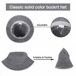 Wholesale Multiple Classical Color Unisex Bucket <b>Hat</b> 100% Cotton Washed Denim Vintage Sun Bucket <b>Hats</b> - Product Image 4