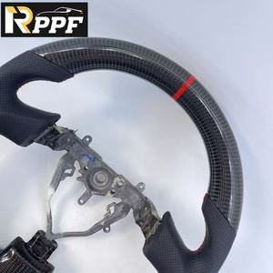 Volante de Fibra de Carbono y Cuero Personalizado Rppf, Accesorios Interiores para Automóviles, Compatible con <span class=keywords><strong>Subaru</strong></span> <span class=keywords><strong>Impreza</strong></span> WRX STI 2002-2004 - Product Image 4
