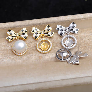 Aretes de Plata S925 con Perla Marberto de 10 mm, Accesorios para DIY, Bandeja Vacía Semiterminada 4218, Componentes para Joyería - Product Image 1