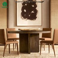 Moontree Meubles Table en bois créative de luxe Meubles de restaurant modernes Art de cuisine Ensemble de tables à manger en bois massif de forme unique