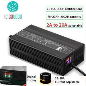 Chargeur de batterie Li-ion LiPo Lifepo4 au lithium 20A 48V 58.4V 72V 60V 67.2V 84V 87.6V, réglage du courant, charge rapide, vélo électrique 16S 20S 24S - Product Image 1