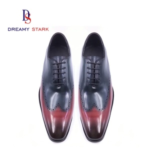 Chaussures Oxford de mariage pour hommes, faites à la main, bicolores, effet vieilli, de haute qualité, vintage, en cuir véritable, confortables et luxueuses - Product Image 4