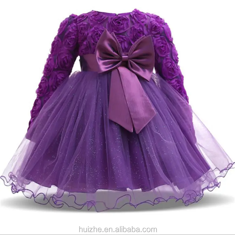 Baru Pernikahan Perempuan Gaun Elegan Kerudung Bunga Ikatan Simpul Bayi Gaun Bayi Pakaian untuk Pesta Natal Pernikahan Ulang Tahun