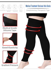 Stoking kompresi lutut, 20-30mm spandeks/nilon padat untuk perawatan paha tinggi varises - Product Image 6
