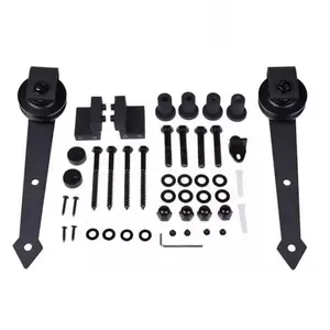 Bypass qbd002 sắt màu đen hoặc vàng trượt Bifold Barn Door phần cứng Kit có hoặc không có đệm cho cửa gỗ - Product Image 1