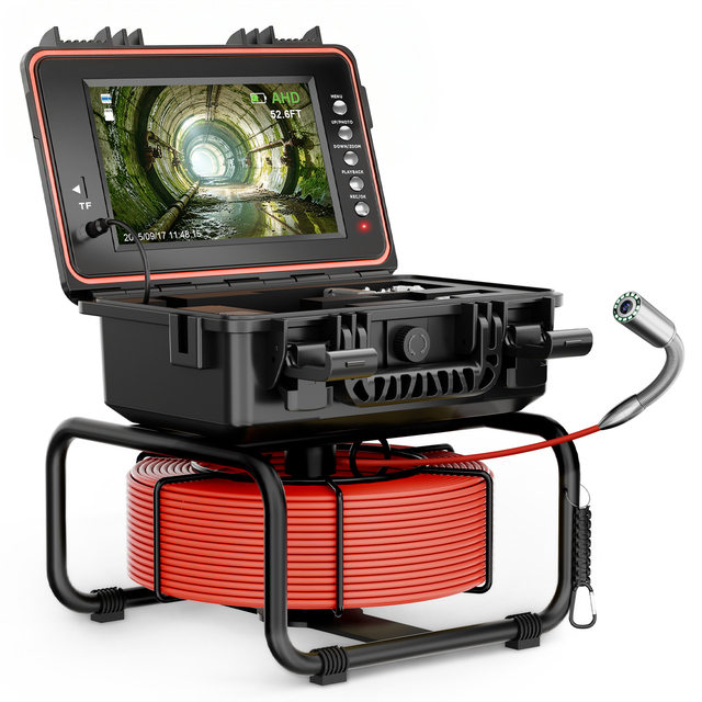9inch IPS Screen Pipeline Endoscope Camera 512Hz Self Leveling 1080P Pipe Drain Video Inspection Camera 20M Cable