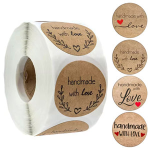 Etiquetas Adhesivas Redondas Personalizadas con Logotipo Impreso, Hechas a Mano con Papel Kraft Natural, para Scrapbooking, Paquetes, Etiquetas de Agradecimiento - Product Image 1