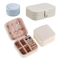 Caixa de armazenamento de joias portátil b1058, caixa organizadora de joias para meninas e brincos, caixa de couro pu com pequenos joias para viagem
