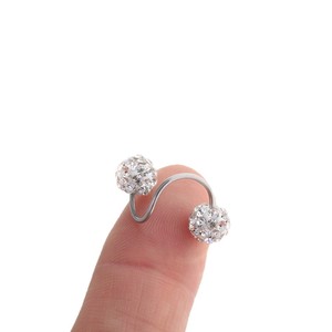 Pendientes de bola en forma de S con diamantes completos, arete de acero inoxidable en espiral para la nariz, joyería para fiestas - Product Image 5