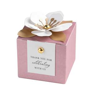 Scatole Portaconfetti <span class=keywords><strong>Rosa</strong></span> Antico con Decorazioni Floreali, Etichette di Ringraziamento Bianche per Confezioni Regalo per Matrimoni, Compleanni, Baby Shower, Decorazioni per Feste - Product Image 2