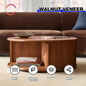 Mesa de Centro de Madera Sólida Color Nogal Estilo Moderno de Mediados de Siglo, Mesa Auxiliar de Alta Calidad para Sala de Estar con Almacenamiento, Mesa de Té Vertical Minimalista - Product Image 2