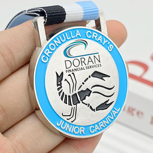 Medallas deportivas grabadas personalizadas duraderas de aleación de Zinc con cinta impresa troquelada para ciclismo Judo fútbol duatlón - Product Image 4
