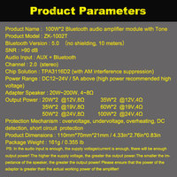 ZK-1002T Bt Bt 5.0 Subwoofer amplifikatör kurulu 2*100W 2.0 kanal yüksek güç ses Stereo amplifikatör kurulu bas AMP