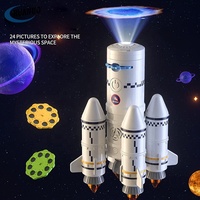 Eğitim bilimi oyuncaklar çocuklar uzay gemisi uzay roket gemi oyuncak w/fırlatma kontrolü merkezi ve Mini astronot ve hafif müzik püskürtme