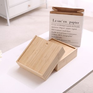 Wooden Storage Box Square <b>Desktop</b> Organizer Solid <b>Wood</b> With Pull Out Lid For Office Sundries - Product Image 2
