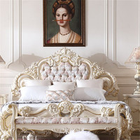 OE-FASHION Français Villa De Luxe En Bois Massif Lit Double Chambre ensembles De Lit De Mariage