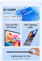 Ordenador portátil de negocios de 15,6 pulgadas Win11 nuevo Core Intel I5 1240P I7 4,4 Ghz 16GB RAM 512GB ROM Notbook Pc ordenador