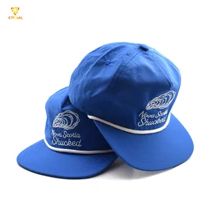 Custom 5 Panel High Quality Unstructured Woven Patch Logo Snapback Cap Gorras Rope Hat