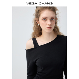 VEGA CHANG 2026 Nuova Collezione Primavera T-Shirt <span class=keywords><strong>Nera</strong></span> Asimmetrica con Spalla Scoperta, Vestibilità Comoda per Lavoro e Casual, Abbigliamento Donna - Product Image 4